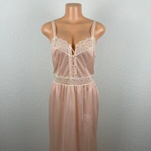 Vintage 70s Style Pink Long Slip Dress